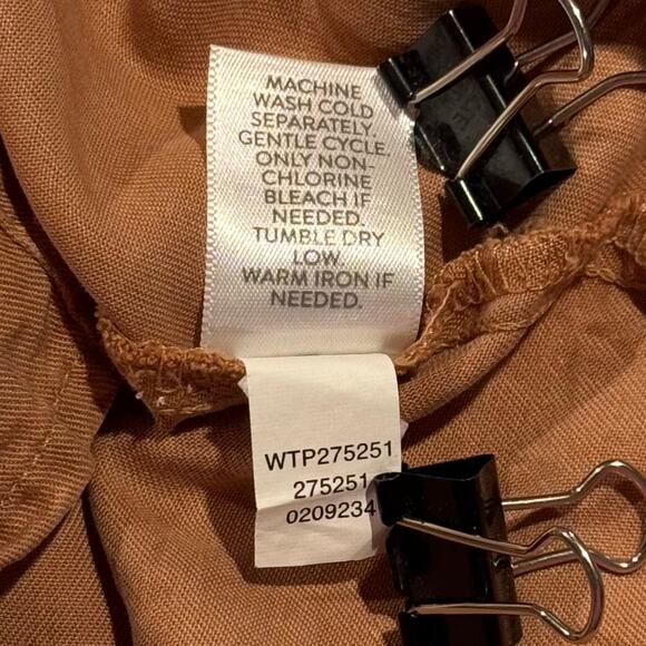 J Jill Top Lyocell Minimalist Utility Neutral Workwear Button Roll Tab Brown 2X - Picture 5 of 7